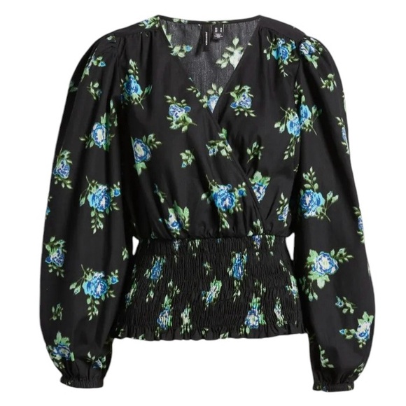 NWT Nordstrom VERO MODA Bella Sanna Floral
Print Cotton Blouse Size Medium - Picture 5 of 10